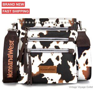 Vegan Leather Crossbody Bag with Guitar Strap Multi Pocket Purse